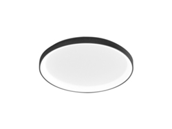 Lámpara de techo LED moderna regulable Krizia, 50 W, 4100 lm, luz cálida 3000 K, aluminio negro, difusor opalino, diámetro 45 cm, IP20. Gea Luce
