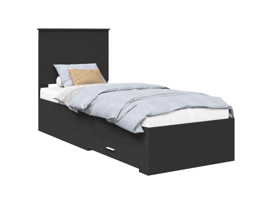 Maison Exclusive - Estructura De Cama Con Cabecera Negro Y Plata 70 X 190 Cm