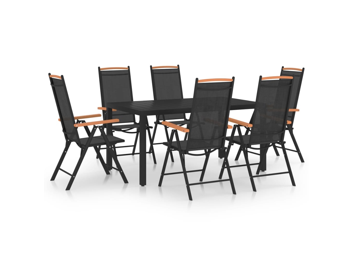 vidaXL Juego de comedor para jardín de 7 piezas aluminio negro