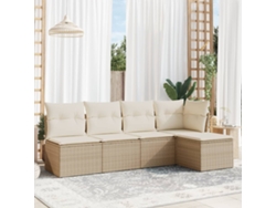 Conjunto de 5 sofás de jardín con cojines de mimbre beige Dkd Home Decor