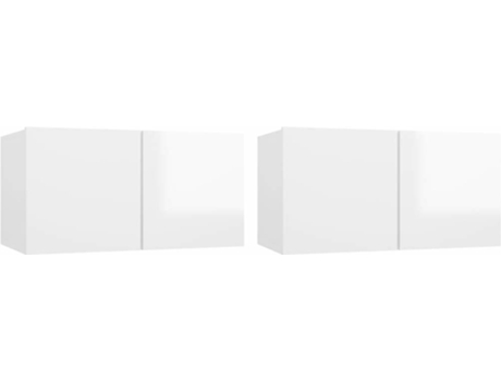 Conjunto 2 Mueble para la televisión VIDAXL Blanco Madera contrachapada (60x30x30 cm)