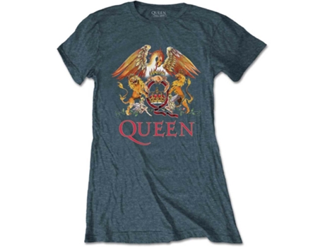 Camiseta ROCK OFF Queen - Classic Crest Azul (Talla: L)