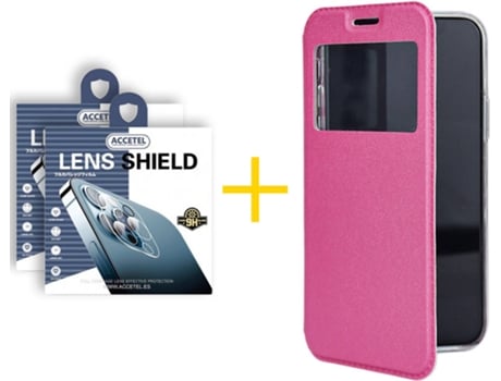 Carcasa + 2 Protectores de Cámara para Samsung Galaxy S21 5G ACCETEL Rosa