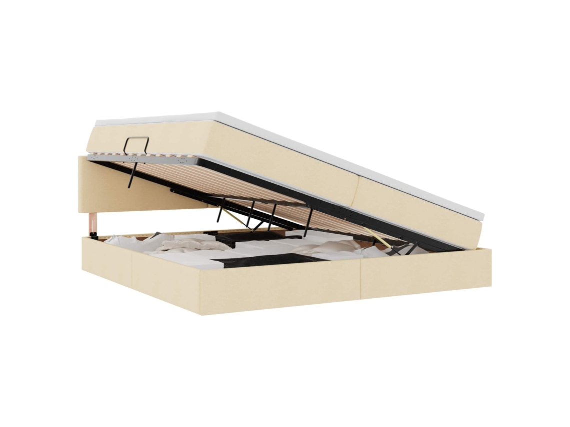 Syfax™ Cama Con Almacenamiento Y Colchón Crema 200 X 200 Cm