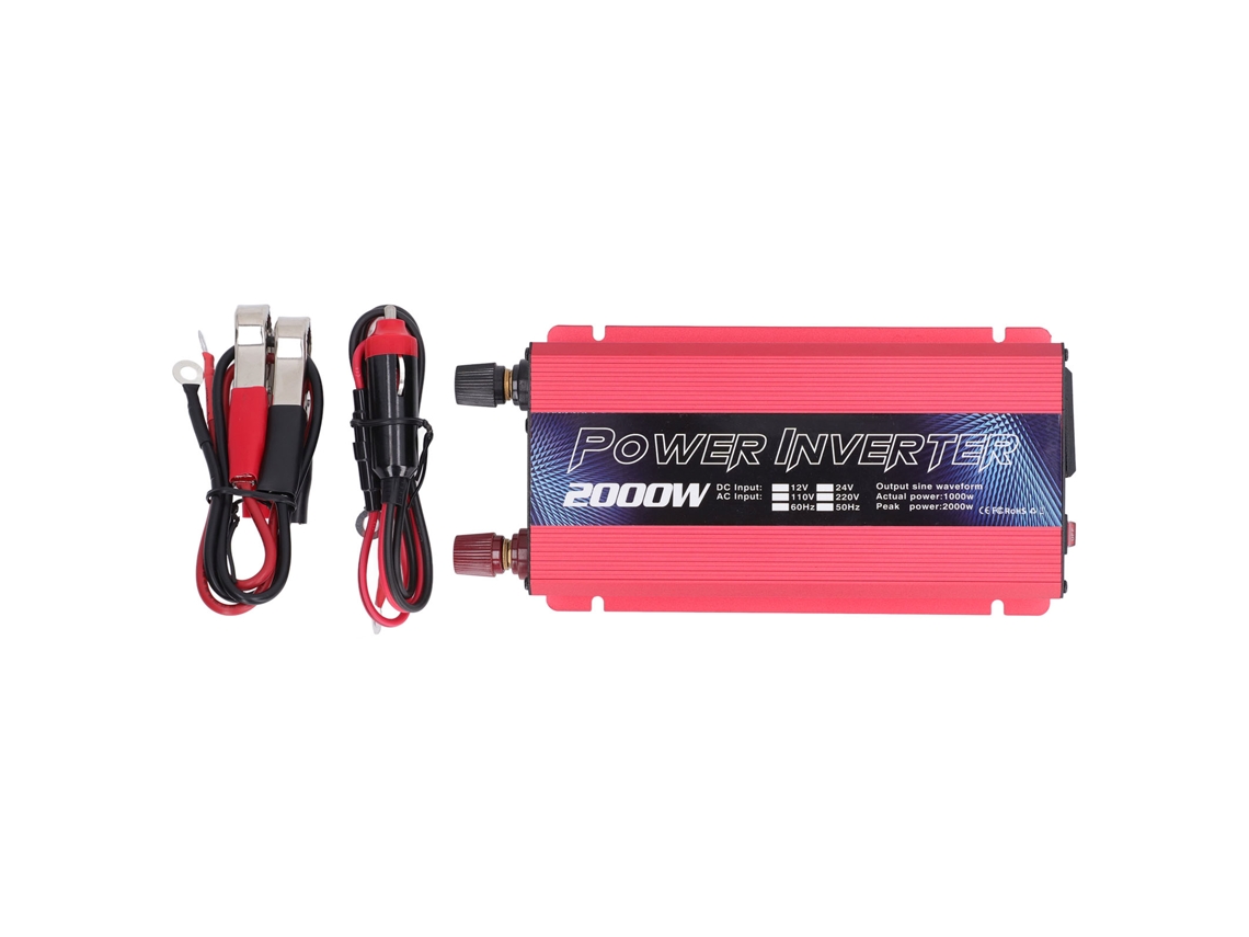 Inversor De Corriente Para Coche De 2000 W, De Onda Sinusoidal Modificada, De 12 V Cc A Ca, Con Protecciones Y Puerto De Carga Usb - Multiusos