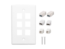 Placa De Parede 6 Portas Com 2xhdmi 2xcat6 2xusb3.0 Rj45 Ethernet Para Tv Projetor Computador