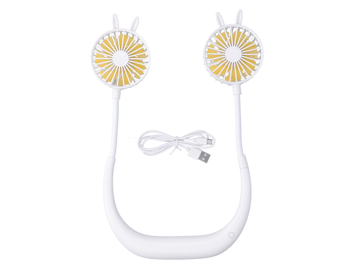 Dan26-ventilador De Cuello Recargable Usb Portátil Ventilador Electrónico De Enfriamiento Para Exterior Viajes Oficina Gimnasio Blanco