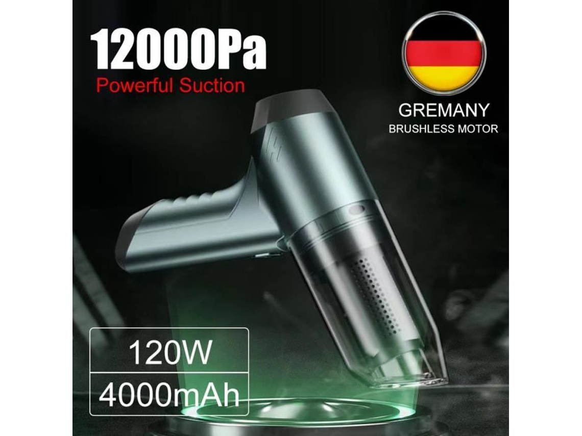 Potente Aspiradora Inalámbrica para Coche 12000Pa-120W-2 en 1 Inalámbrica para Coche y Hogar - Verde MIOLOE