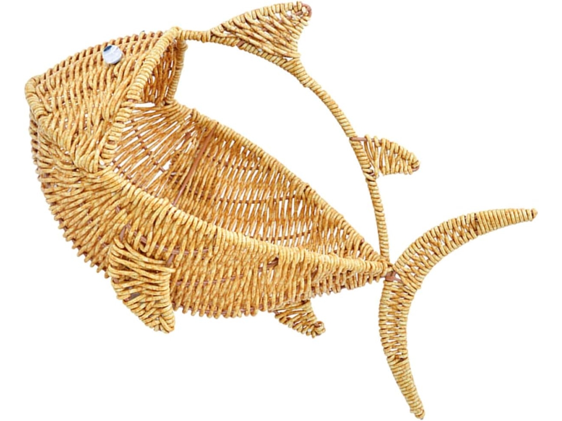 Cesta De Almacenamiento Tejida En Ratán Sintético Pp/pe, Con Un Creativo Estampado De Peces.
