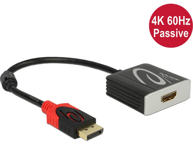 Adaptador DELOCK 0.2m, Displayport/HDMI en Negro