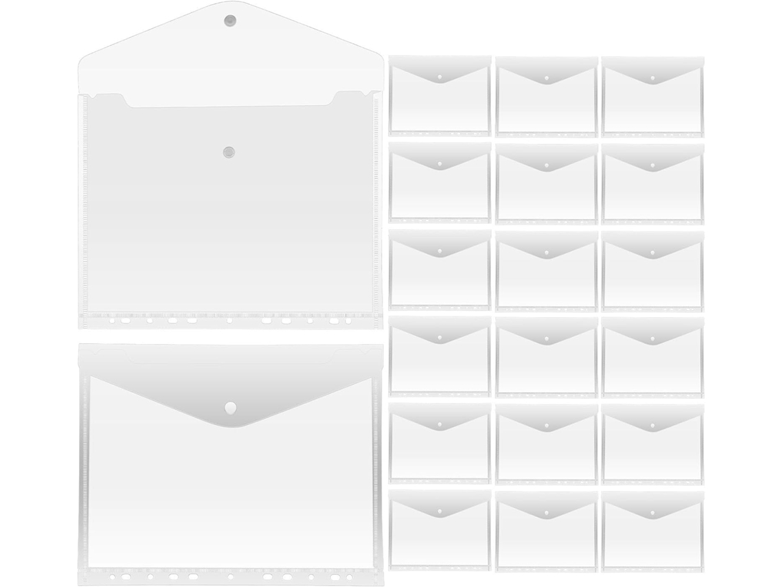 Paquete De 20 Carpetas De Archivo De Plástico Transparentes A4 De 11 Agujeros En Pp Duradero