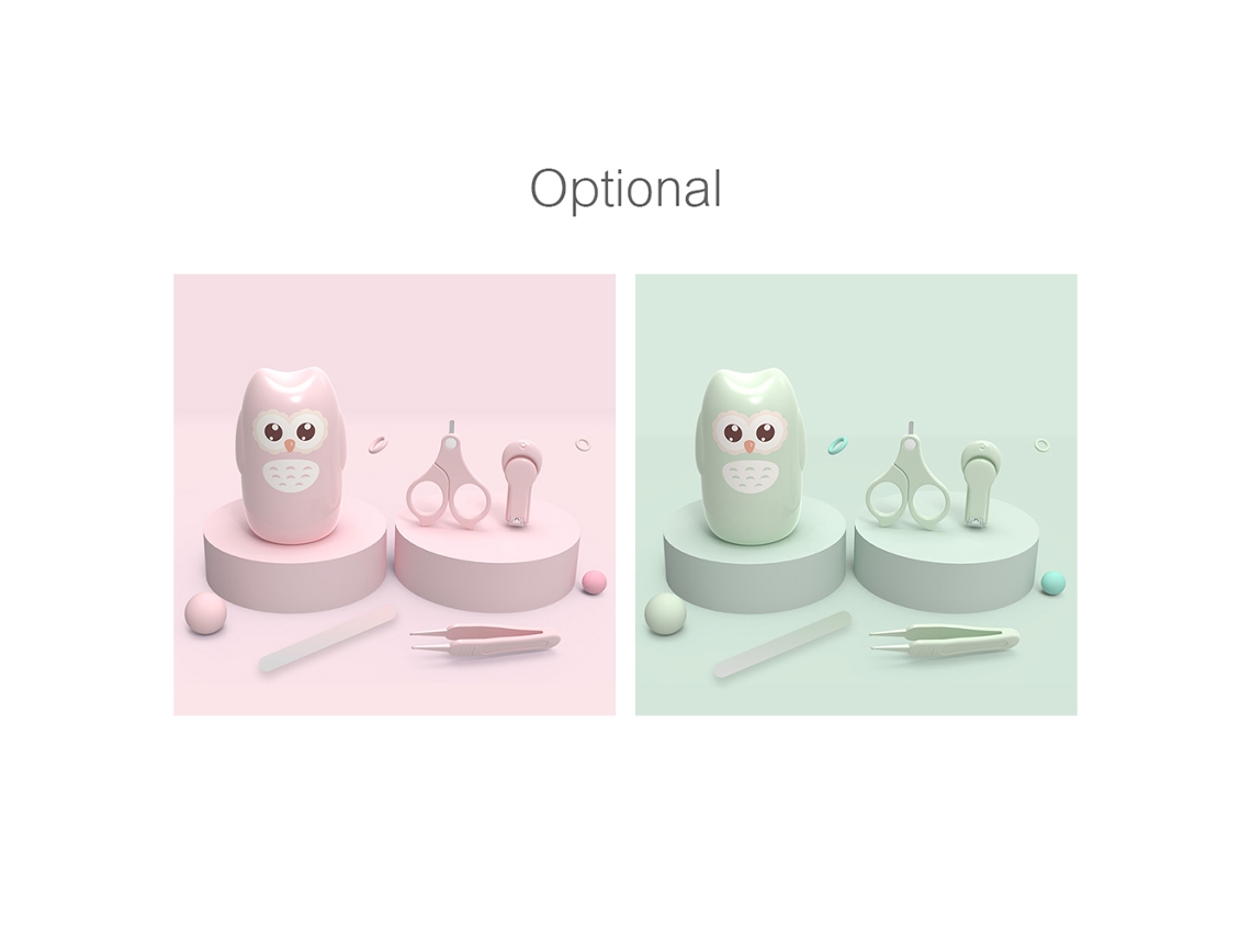 Set De Cuidado De Uñas Para Bebés Con Caja De Almacenamiento, Diseño De Búho, Tijeras, Lima De Uñas Y Pinzas.
