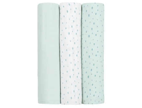 Set Pañal Muselina 3uds 100X100Cm Lunares Azul KIKKA BOO