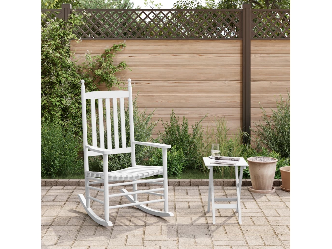 Mecedora de álamo macizo color blanco con mesa plegable de Lovely Home