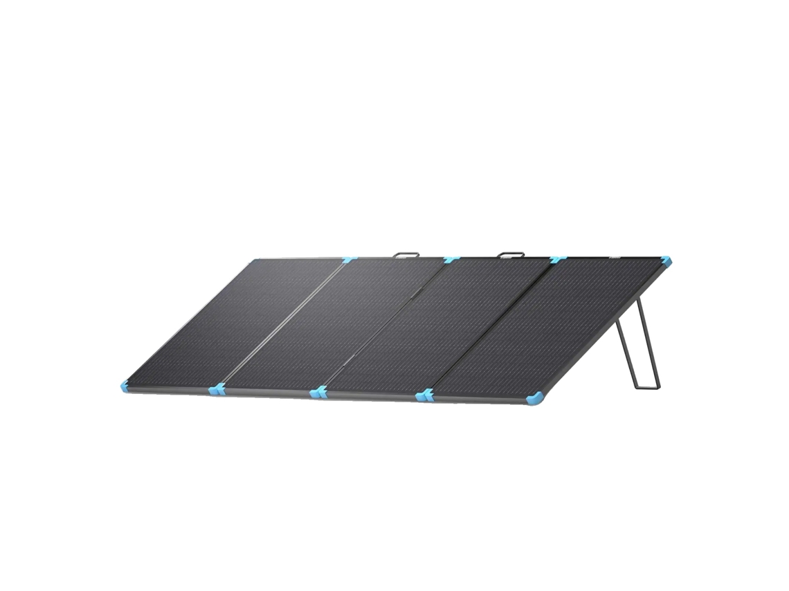 Panel solar portátil, diseño plegable, resistente al agua.