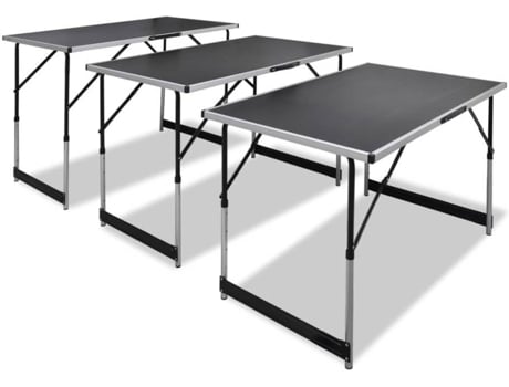 Set De 3 mesas camping vidaxl plegables altura ajustable 100x60