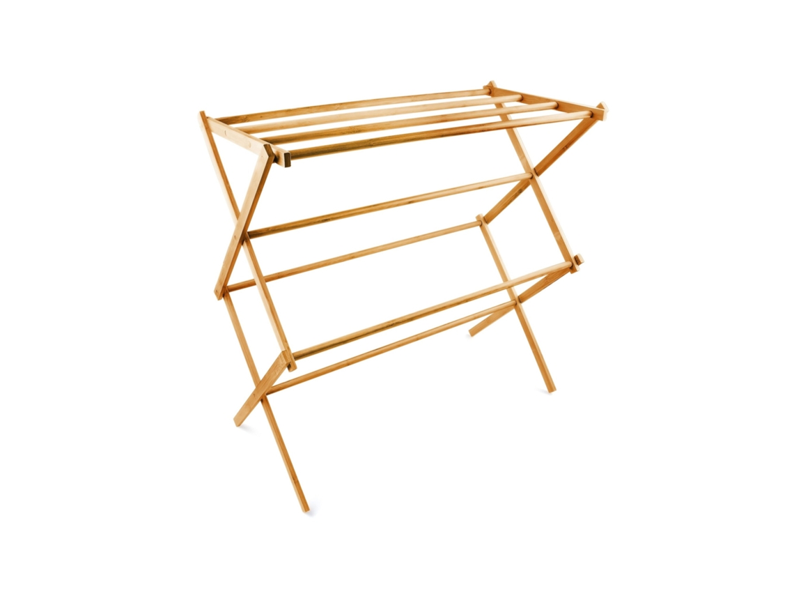 Relaxdays Toallero De Pie Bambú, Plegable, 73x74x36 Cm, 8 Barras, Madera, Cuelga Toallas, Bayetas, Baño, Marrón Natural