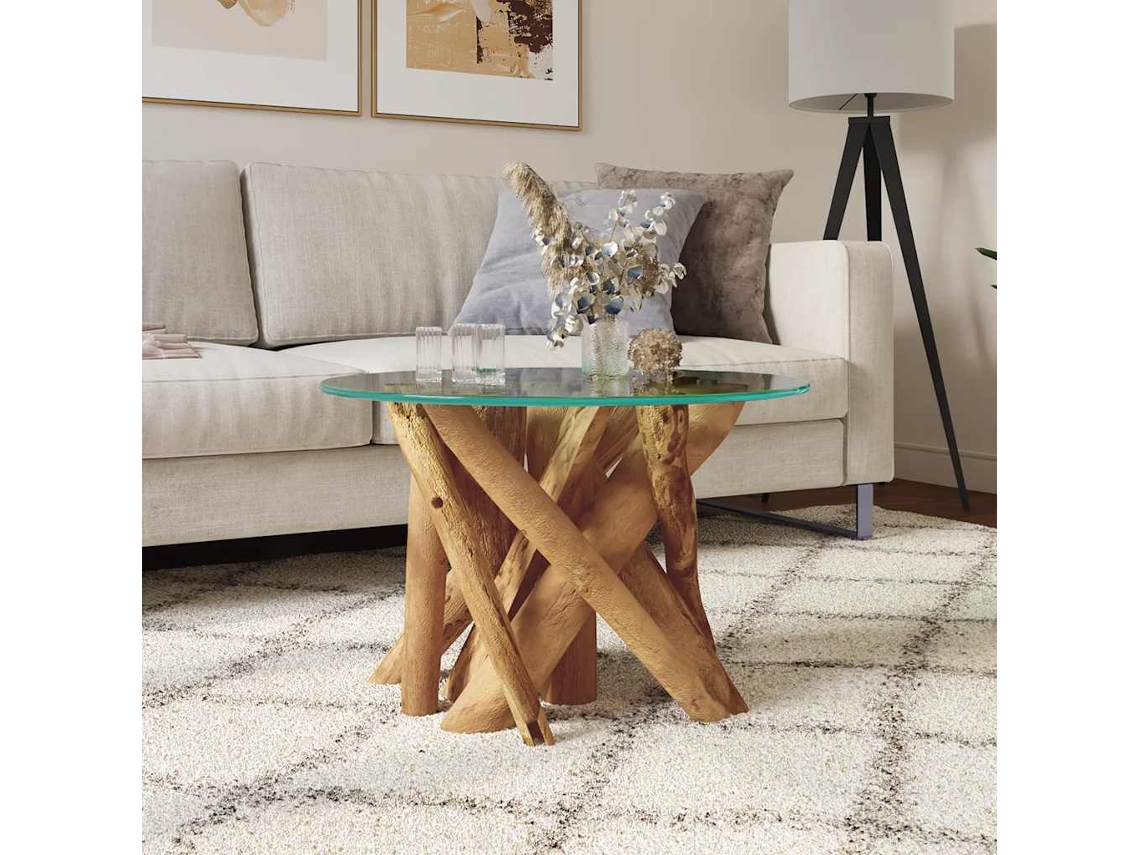 Mesa De Centro Mesa Auxiliar Mesa De Café De Madera Maciza De Teca 60 Cm Wsd879496