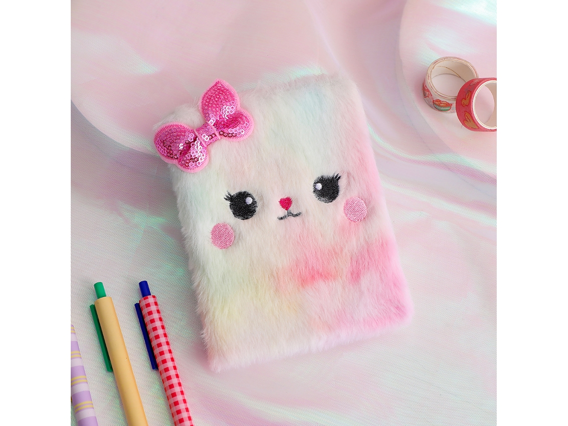 Cuaderno con diseño animado de gatito rosa lindo en peluche MDUG