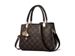 Bolso De Mano Grande De Piel Sintética Para Mujer, Estilo Barril, Elegante Para El Día A Día, Fiestas Y Viajes, Color Arce Oscuro Con Detalles En Café.
