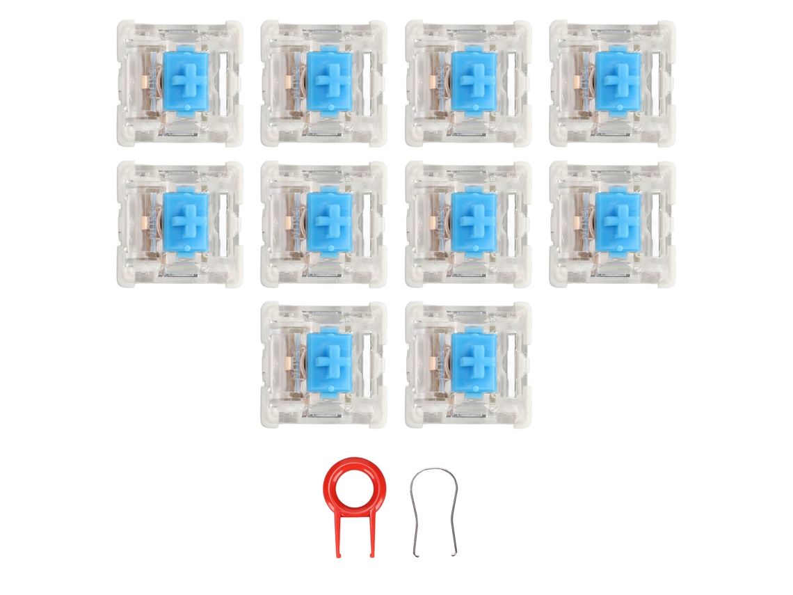 10 Interruptores Mecánicos De Abs Azules Para Teclado, Para Reemplazo Diy, Con Extractor De Teclas.