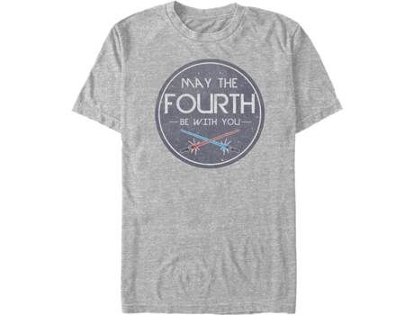 Camiseta Unisexo DEEPSTONE Lightsabers May The Fourth Be With You Star Wars brezo atlético (L)
