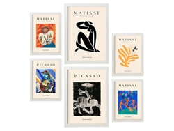 NACNIC Set De 6 Posters De Picasso Y Matisse Pinturas Abstractas Láminas De Fauvismo Y Surrealismo Para  Tamaños A3 & A4 Marcos Blancos