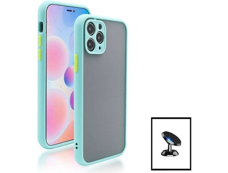 Kit Funda Anti-Choque Cámara Protection y Soporte Magnético de Coche Apple iPhone 13 Pro Max PHONECARE Azul Claro