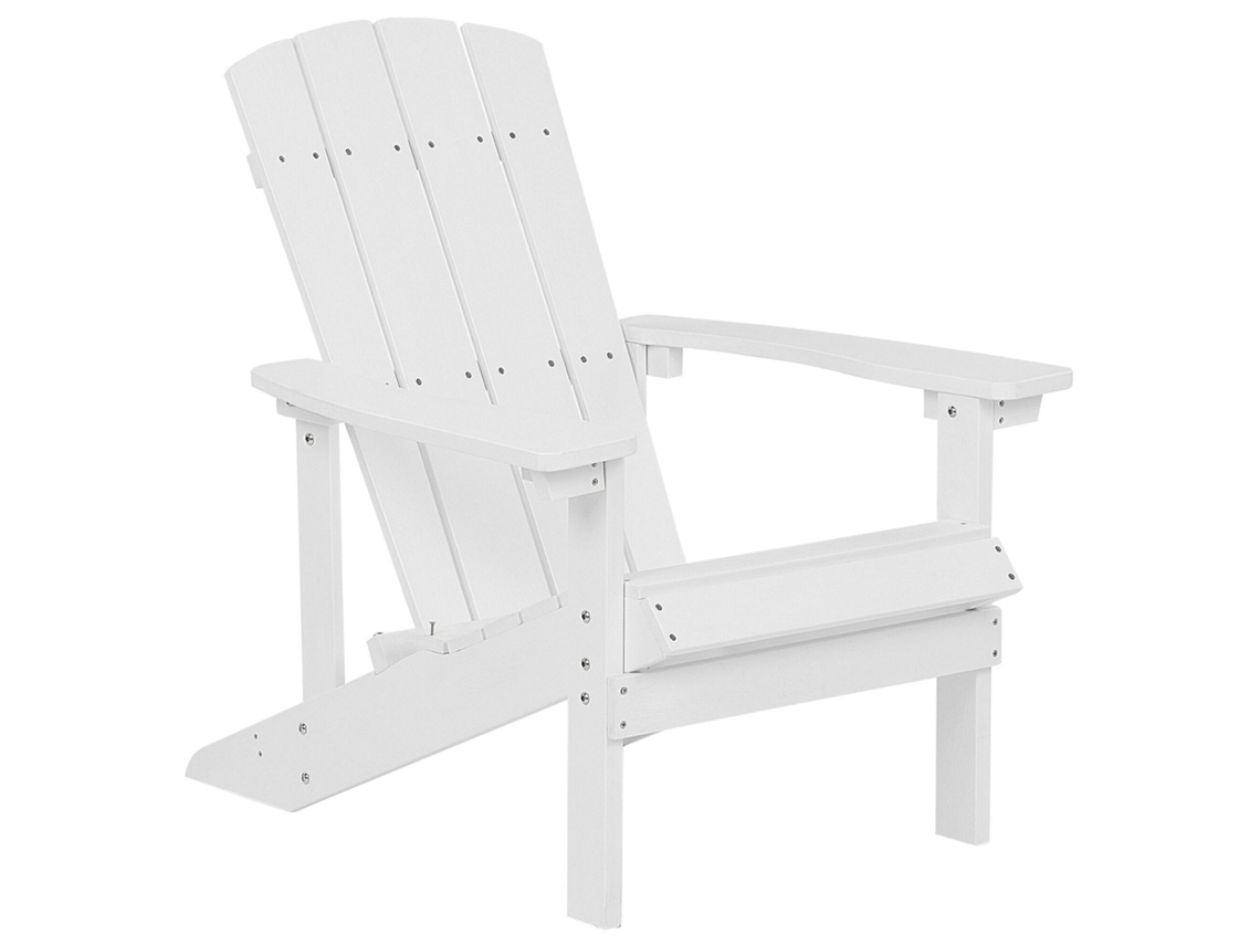 Silla de jardín BELIANI Adirondack de Madera plástica Blanco 75x88x88