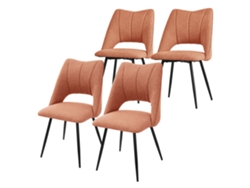 Juego de 4 sillas de comedor naranjas Asiento de poliéster Patas de metal negro ML-DESIGN