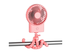Ventilador Con Clip (rosa) Para Cochecitos De Bebé - Ventilador Portátil Giratorio De 360° - Recargable Por Usb