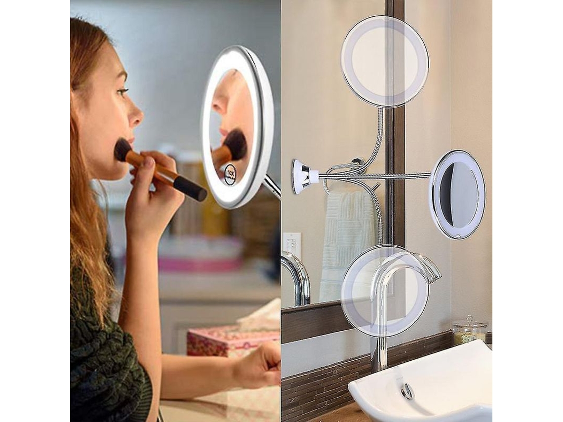2026-espejo Magnético Flexible Con Luz Led 10x, Ajustable, Inalámbrico Para Maquillaje Y Afeitado