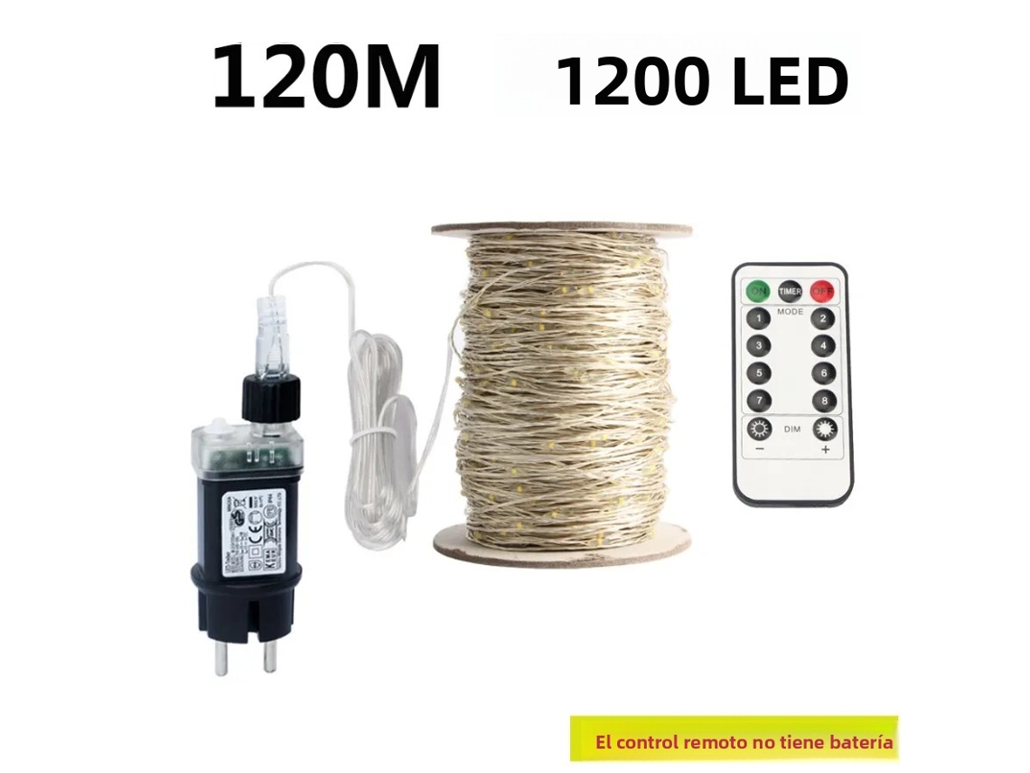 (120 M De Largo, 1200 Cuentas Led) Cadena De Luces Led, Adecuada Para Decoraciones Navideñas, Etc.