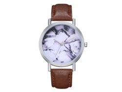 Reloj De Pulsera Para Mujer Zhoulianfa Con Dial Marmoleado Caja Plata Pu Acero Quartzo Café