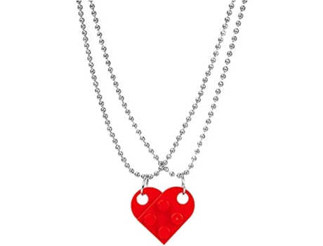 Collares A Juego Para Parejas, Joyería Bonita, Juego De Collar Con Colgante De Corazón De Ladrillo Rojo De Amistad Para 2 Mejores Amigos ZMDECQNA