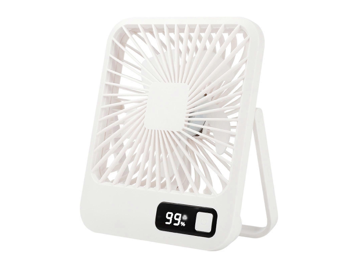 Ventilador De Sobremesa Usb Compacto Y Silencioso Con Pantalla Digital, Recargable, Capacidad De 1500 Mah, 5 Velocidades.