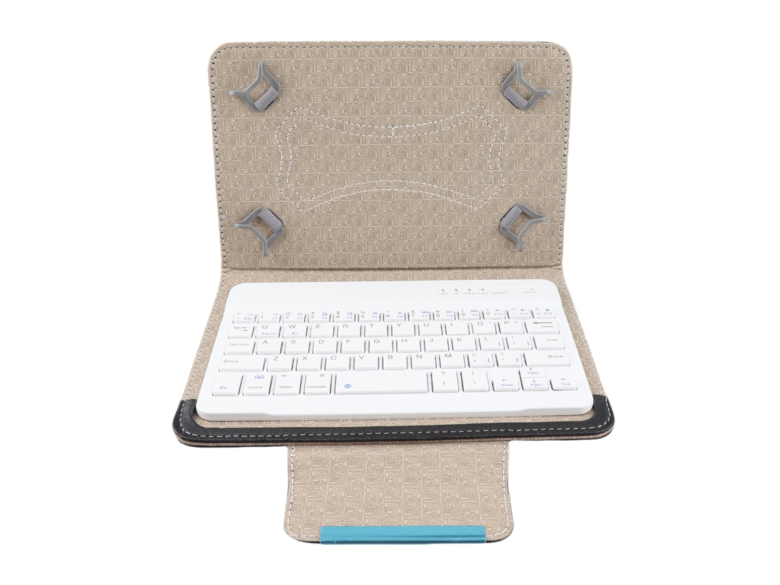 Case De Pu Universal Con Teclado Bluetooth Para Tablet Laptop Android, Ios Y Win Luz Dourada