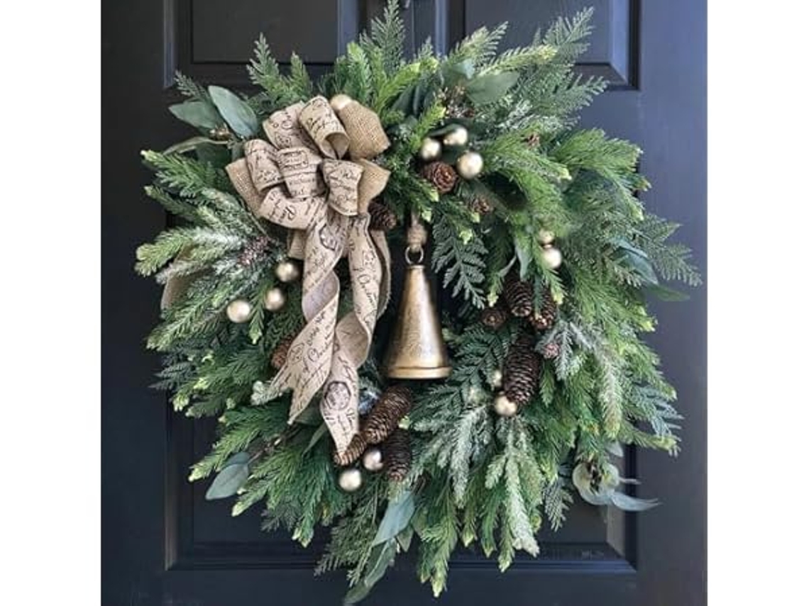 Corona Navideña De Estilo Sencillo Es Ideal Para Decorar La Puerta De Entrada O Como Corona Artificial Para Exteriores (50 X 50 Cm), Y Su Di