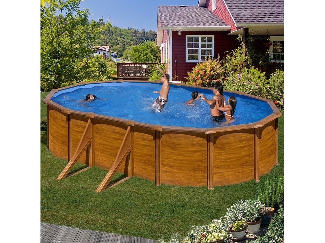 Piscina de Acero GRE Imitacion Madera (500x300x132 cm)