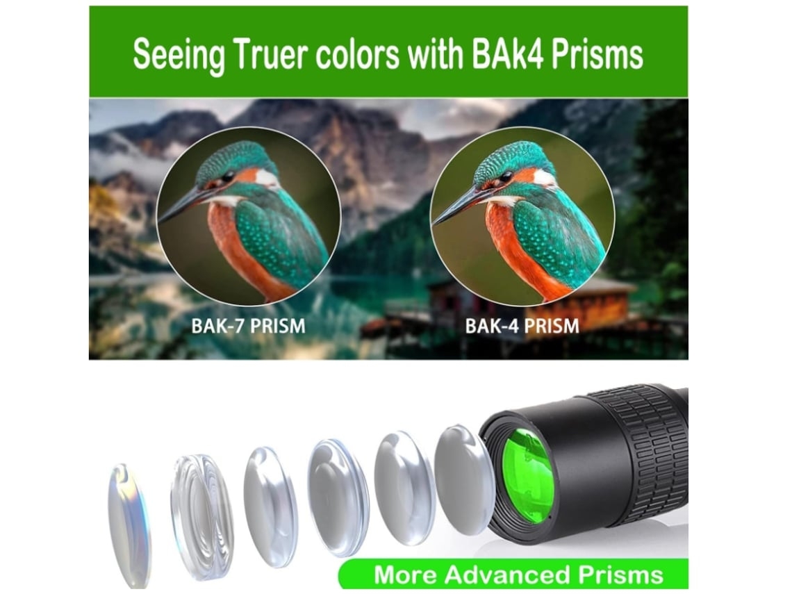 Telescopio monocular de alta potencia para adultos con prisma Bak4 y lente FMC para Juegos Olímpicos, conciertos, observación de aves y observación USHION