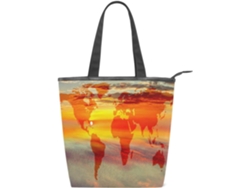 Bolso de hombro grande con estampado de puesta de sol, poliéster, 28x10x34 cm