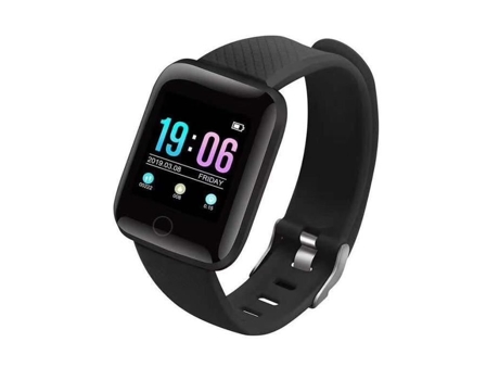 Reloj Inteligente Bluetooth Negro 116 Plus Reloj Inteligente para Hombres y Mujeres Monitor de presión Arterial Resistente al Agua YWEI