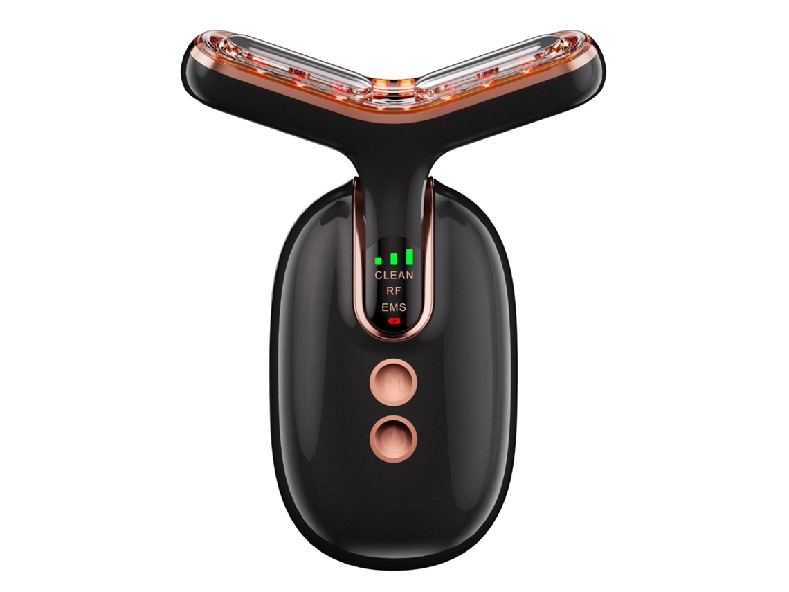 Masajeador de Cuello y Cara Herramienta de Contorno Facial para el Cuidado de la Piel y Papada con Vibración Energía Térmica Negro YEMAESRE
