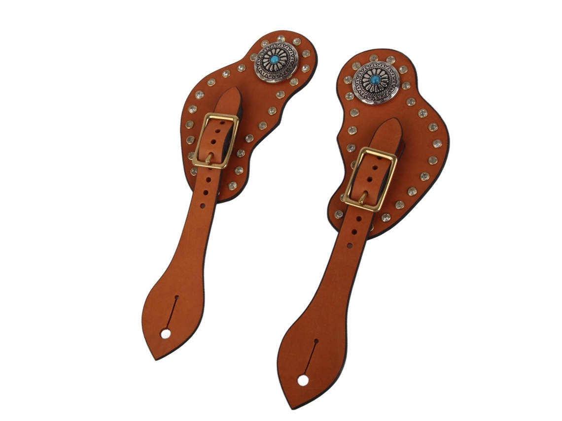 Correa De Espuelas De Cuero Marrón Estilo Western Para Entrenamiento De Caballos Con Hebilla, 25 Cm