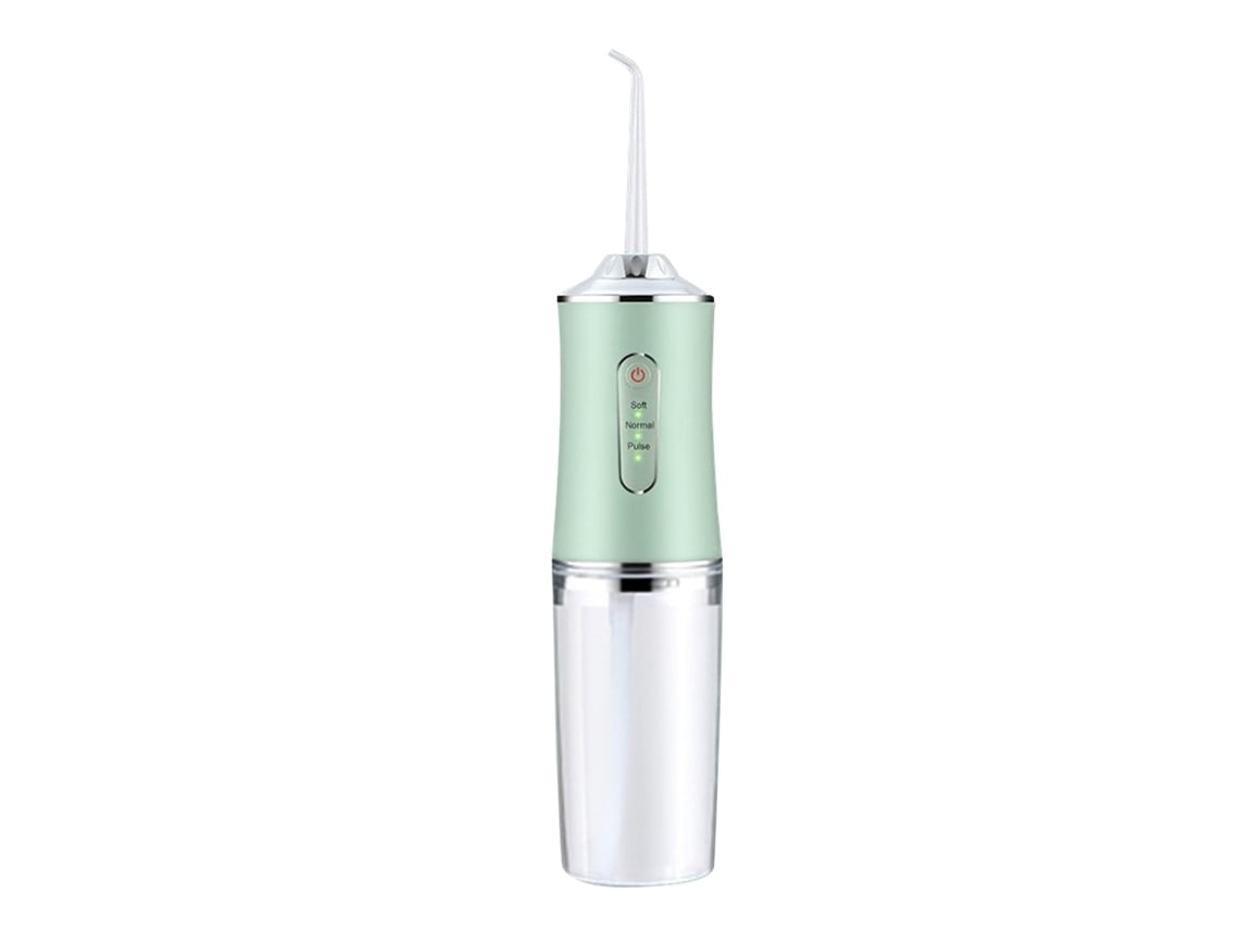 Irrigador bucal de hilo dental eléctrico portátil para limpieza bucal y dental Limpiador de dientes-Verde 1 boquilla DIGITALLAB