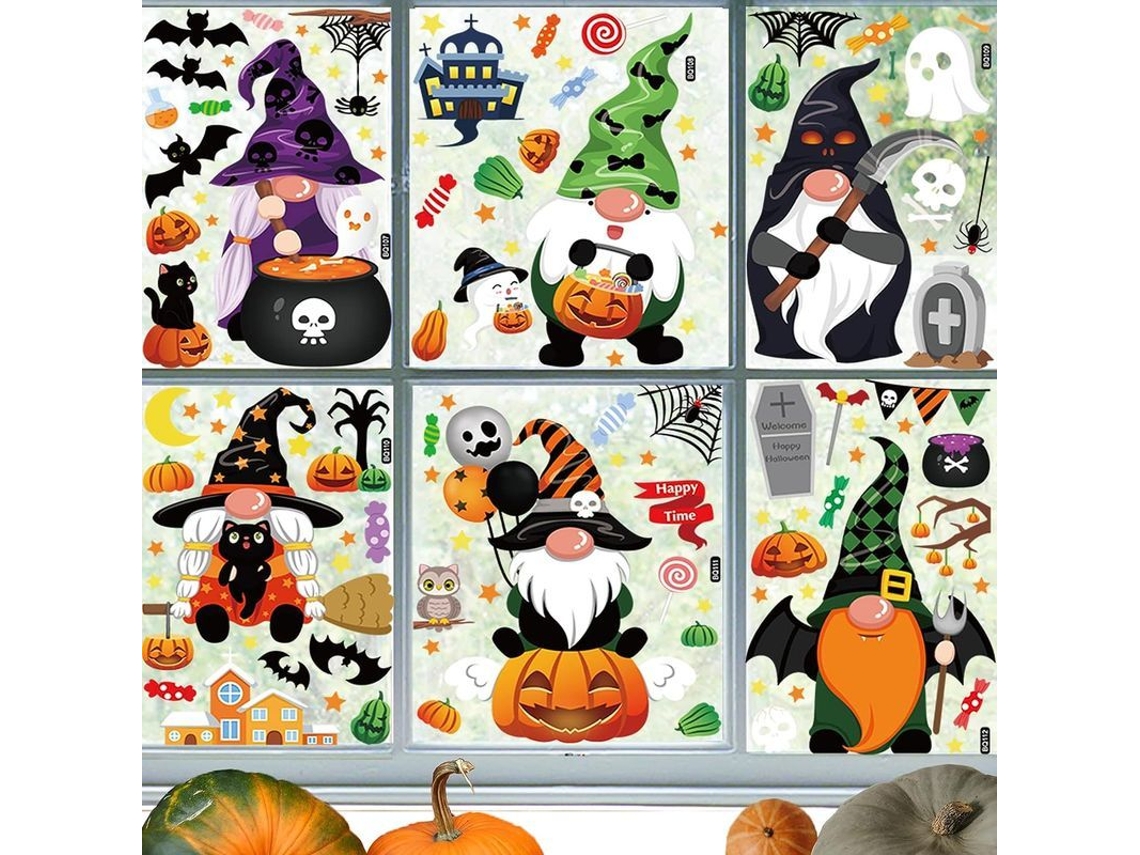 2026-adhesivos Decorativos Halloween Gatos Calabazas Arañas Brujas Ventanas