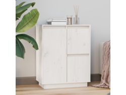 Aparador De Madera Maciza De Pino Blanco 60x34x75 Cm