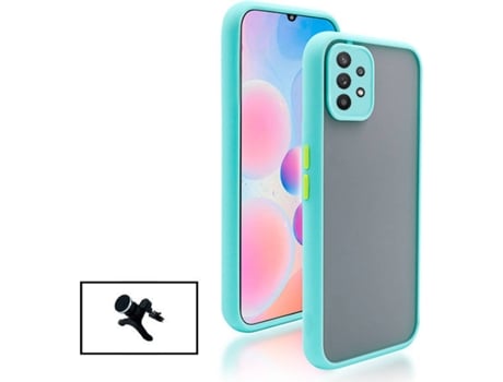 Kit Funda Antichoque y Soporte Magnético Reforzado de Coche Samsung Galaxy A32 5G PHONECARE Azul Claro
