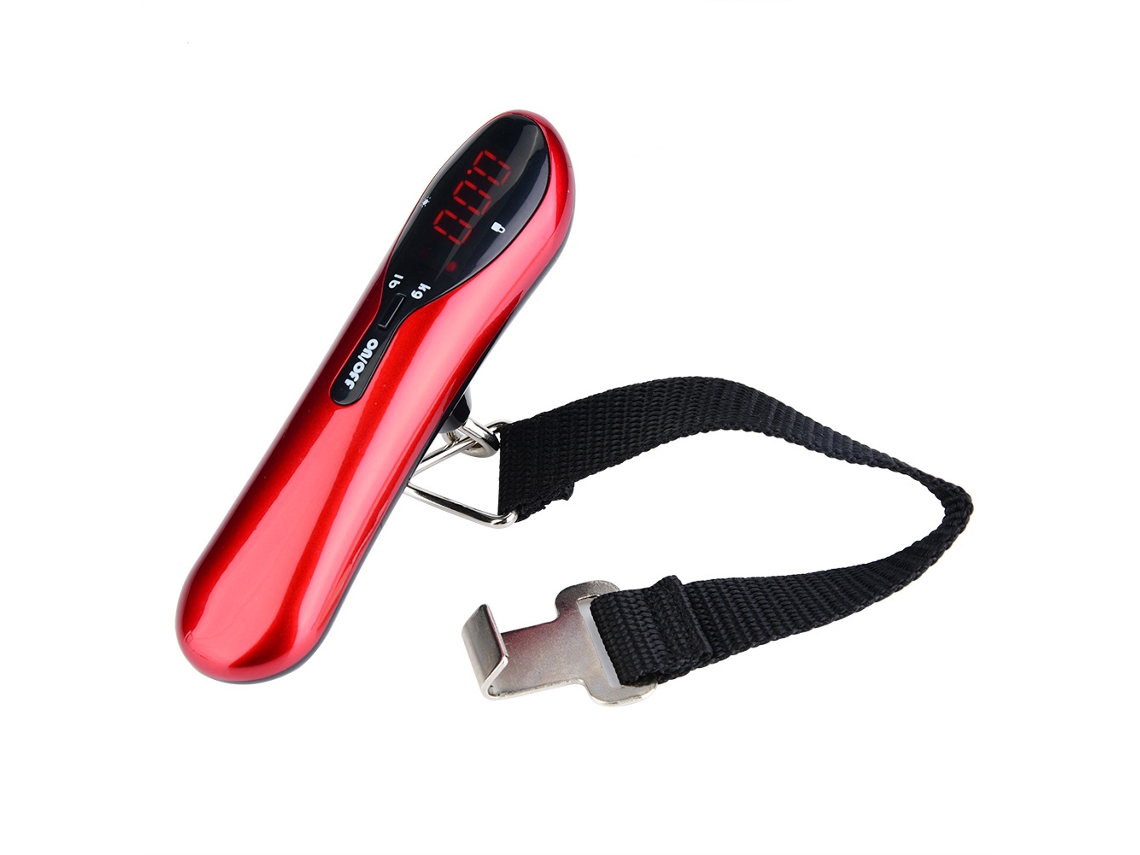 Báscula electrónica digital portátil para equipaje de 50 kg de alta precisión (roja)