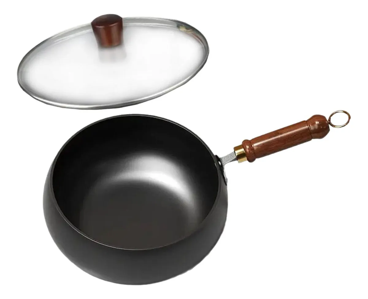 Wok, Sartén Con Mango De Madera 30 Cm Vidrio Lidvayotoy